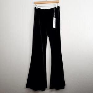 Maslavi Jovani Black Velvet High Waisted Flare Pants Dramatic Bell Bottoms New 6